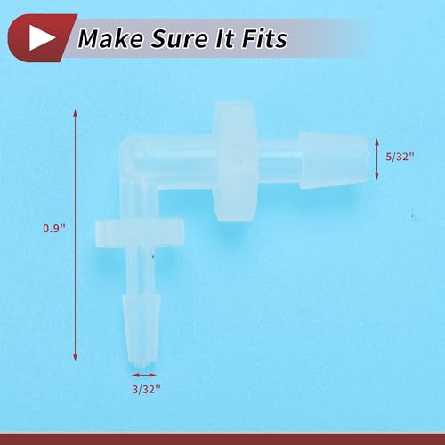 5 Pcs Aquarium Plastic Hose Barb Fitting 3/32" to 5/32" Hose Barb 90 Degree Elbow L Fitting Clear PP - size: 3/32"-5/32"