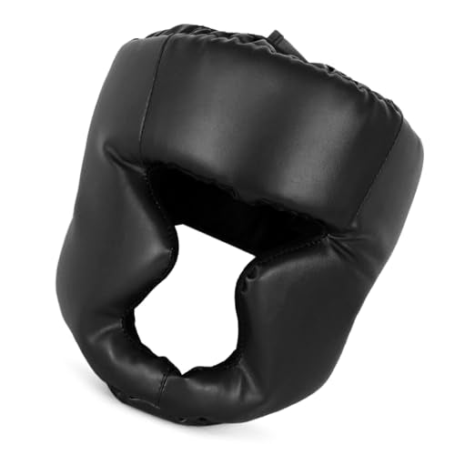 Kickboxing Headgear, PU Leather MMA Sparring Helmet, with Thick Foam Padding, Full Coverage for Boxing, MMA, Martial Arts, Comfortable Adjustable Closure Lock, Holes for Good