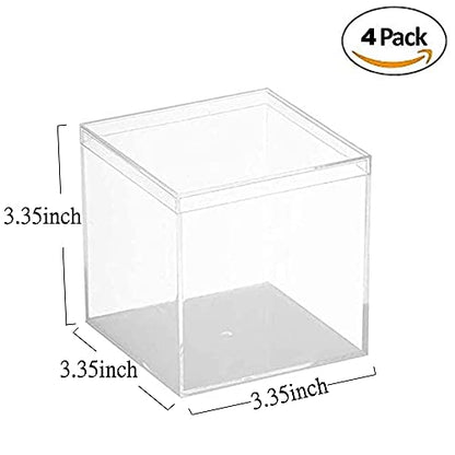 Acrylic Box Clear Boxes with Lid Graduation Candy Box Plastic Square Cube Wedding Present Birthday Party Decoration - size: 3.4 x 3.4 x 3.4 Inch