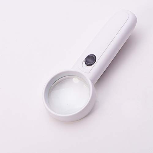 Othmro 1Pcs 5X Magnifying Glass with Light, Diameter 1.97inch LED Illuminated Handheld Magnifier, Round Read Loupe with Handle for Reading Jewelry Stamps Watches Repair White - color: A 5x 50mm