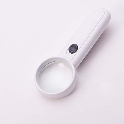 Othmro 1Pcs 5X Magnifying Glass with Light, Diameter 1.97inch LED Illuminated Handheld Magnifier, Round Read Loupe with Handle for Reading Jewelry Stamps Watches Repair White - color: A 5x 50mm