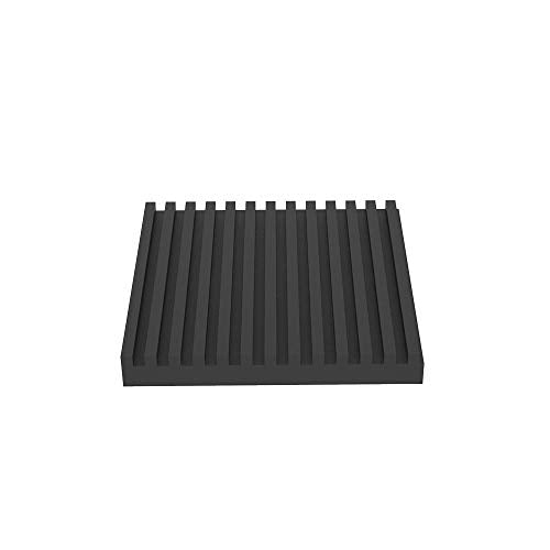 18313 Rubber Anti-Vibration Isolation Pads, Solid Ribbed Design, Heavy Duty All Rubber Pad, Black, Quantity 8 (3"x3"x3/8") - size: 3"x3"x3/8"