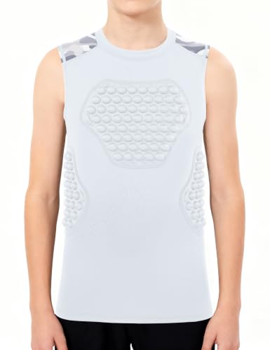 Roadbox Youth Baseball Chest Protector Padded Compression Shirt Heart Guard - color: 06 White+Light Grey Camo, size: X-Large
