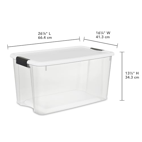 Sterilite 4-Pack Ultra Latching Box - Heavy-Duty Clear Plastic 70 Quart Storage Bins with Latching Lids, Stackable Containers for Closet, Garage, Attic, Basement, Bedroom and Office Organization - size: 70 Quart