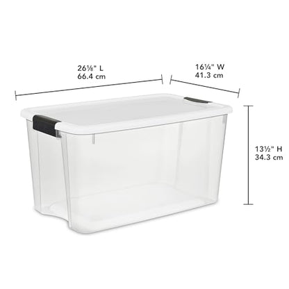 Sterilite 4-Pack Ultra Latching Box - Heavy-Duty Clear Plastic 70 Quart Storage Bins with Latching Lids, Stackable Containers for Closet, Garage, Attic, Basement, Bedroom and Office Organization - size: 70 Quart