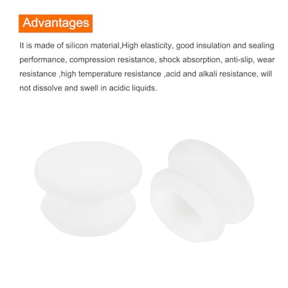 MECCANIXITY Silicone Snap in Locking Hole Plugs,Rubber Panel Seal Cover Flush Type Panel Round for Kitchen Rubber Bulkheads Waterproof Sealing Plugs 19mm/0.7 Inch Diameter White,Pack of 6