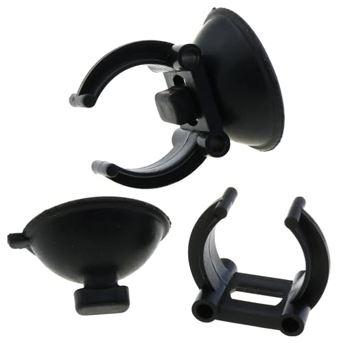 12 Aquarium Heater Suction Cups with 0.95 Inch Clip Black Standard Heater Rod Holder Fish Tank Clip (Not for Airline Tubing), Suction Base 1.3 Inch
