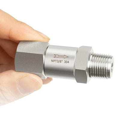 ChillWaves 304 Stainless Steel In-Line Split Check Valve 3/4" NPT Male x 3/4" NPT Female Thread, One-Way Non-return Check Valve for Backflow Prevention(1-PACK)