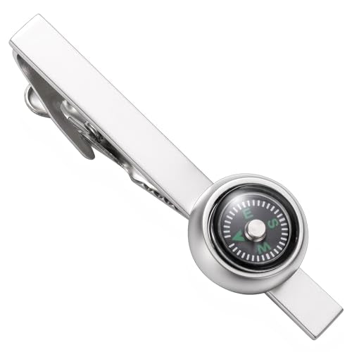 HAWSON 2/2.2 Inch Various Tie Clips for Men Unique, Personalized Novelty Tie Bars Pins Tacks, Funny Theme Wedding Holiday Gifts for Husband Groomsmens - style: Compass