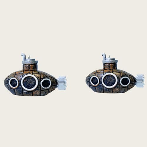 2Pcs Floating Fish Tank Decoration, Retro Submarine Set, Aquarium Resin Fish Tank Accessories