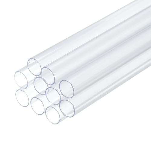 uxcell 10 Pcs Clear Plastic Rigid Tubing 8mm ID x 9mm OD, 0.5 Meters Length Round Polycarbonate Tubing for Aquarium Water Pipe, Water Cooling System, Plumbing - size: 8mm x 9mm