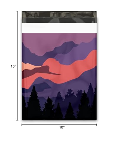 10x13 (100) Mountain Sunset Summer Designer Poly Mailers Waterproof Self Sealing Tear Resistant Polymailers Shipping Envelopes Premium Printed Bags For Small Businesses