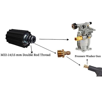 25FT High Pressure Washer Extension Hose 1/4" inch M22-14mm/15mm Fittings Kink Resistant Power Washer Replacement Hose For Most Brand 5800PSI