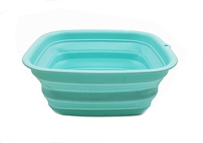 SAMMART 7.7L (2 Gallon) Collapsible Tub - Foldable Dish Tub - Portable Washing Basin - Space Saving Plastic Washtub (Lake Green, S) - color: Lake Green, size: Small