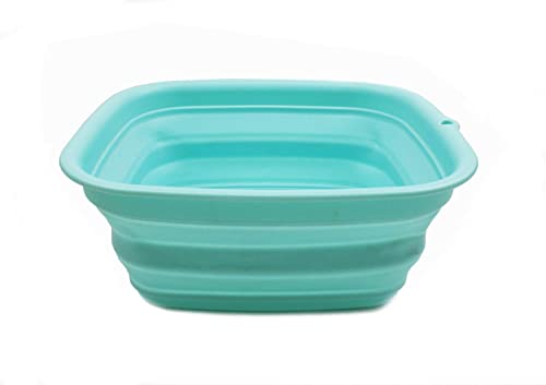 SAMMART 7.7L (2 Gallon) Collapsible Tub - Foldable Dish Tub - Portable Washing Basin - Space Saving Plastic Washtub (Lake Green, S) - color: Lake Green, size: Small