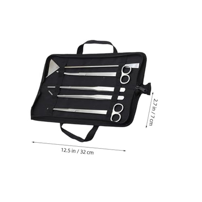 Toddmomy 5pc Set Aquarium Stainless Steel Scissor Tweezer Scraper Plant Maintenance Tools for Freshwater Saltwater Tanks