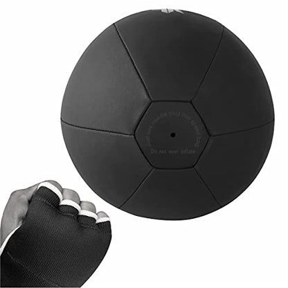 FISTRAGE Speed Ball Boxing Hand Wraps MMA Muay Thai Training Punching Dodge Striking Bag Leather Kit Hanging Swivel Workout Speedball Kicking with Mitt (Black) - color: Black, size: Large-X-Large
