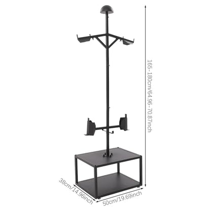 Tactical Gear Stand, Heavy Duty Steel Tactical Vest Stand Adjustable Military Gear Holder Free-Standing Helmet Vest Belt Organizer Rack Police Gear Holder for Indoor Home Garage - color: Black