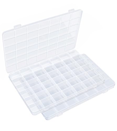 42 Grids Plastic Bead Organizer Box, Organizer Container Storage Box, Dividers for bead arts and crafts.(2 Pack) - color: Clear, size: 42 Grids (2 pack)