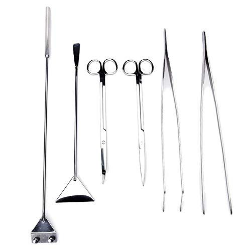 Aquarium Clean Tools Kits 6PCS Stainless Steel Tweezers Scissors Spatula Fish Starter Aquascape Tank Plants Sets - 38cm Tweezers