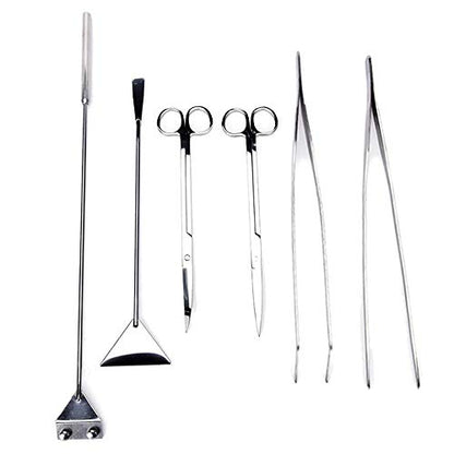 Aquarium Clean Tools Kits 6PCS Stainless Steel Tweezers Scissors Spatula Fish Starter Aquascape Tank Plants Sets - 38cm Tweezers