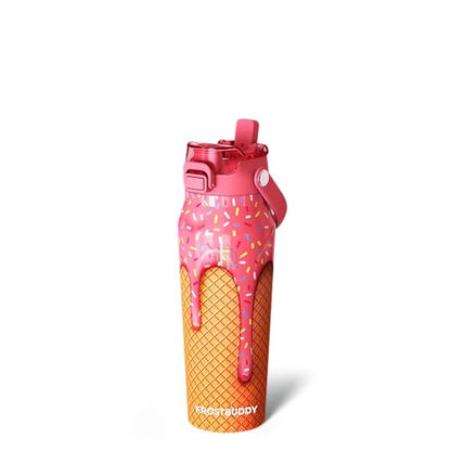 Frost Buddy 24oz Insulated Water Bottle - Straw & Chug Lid - Leak-Proof - color: Ice Cream, size: 24 Ounces
