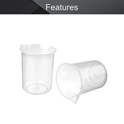Othmro 3Pcs 100ml Measuring Cups PP Plastic Graduated Beaker Clear Scale Cups Plastic Graduated Cups Liquid Measuring Mixing Cups Graduated Plastic Measuring Cups for Lab Kitchen Liquids Transparent
