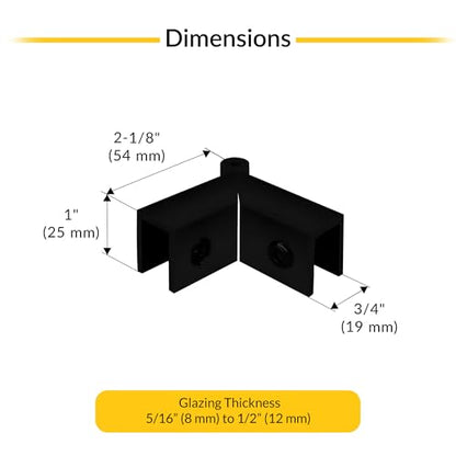 AS0GTG91MBL Matte Black Adjustable "Sleeve Over" Glass Clamp