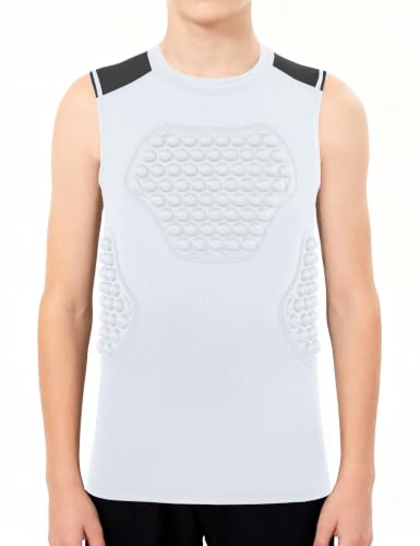 Roadbox Youth Baseball Chest Protector Padded Compression Shirt Heart Guard - color: 05 White+Dark Grey, size: X-Large