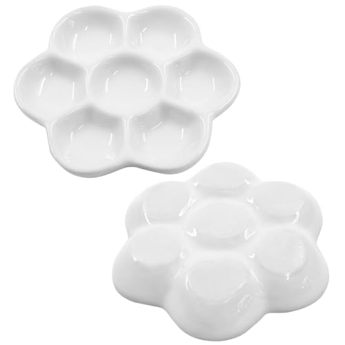 Piutouyar 2 Pack Hermit Crab Food Dish, 7 Compartments Ceramic Hermit Crab Feeding Dish Food and Water Bowl Ceramic Dishes