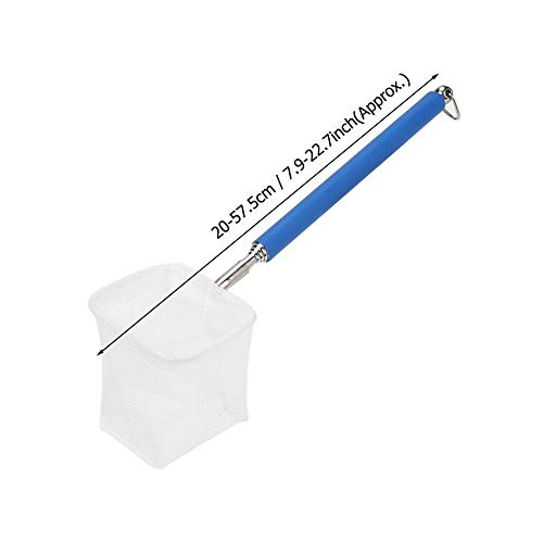 Fdit Adjustable Mini Fishing Net Pole for Aquarium Shrimp 20-57.5cm Expandable (Blue)