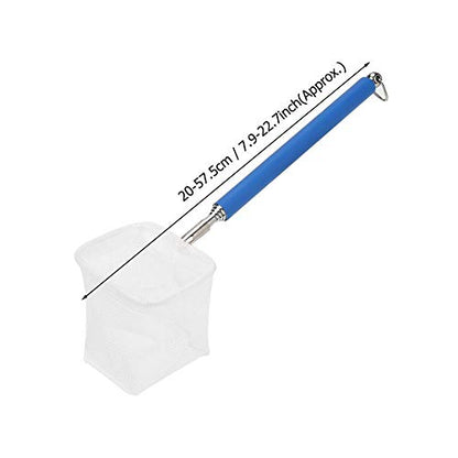 Fdit Adjustable Mini Fishing Net Pole for Aquarium Shrimp 20-57.5cm Expandable (Blue)