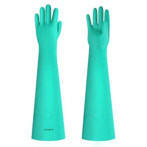 Aquarium Gloves for Fish Tank Maintenance,Shoulder Length Waterproof Long Rubber Hands Protector for Fish Aquarium Water Change Cleaner Dog Cat Bath and Kitchen,Large
