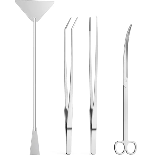 4Pcs Aquascaping Tools, Jeimier Aquascape Kit, Long and Strong Aquarium Tweezers, Scissors, Algae Scraper, Aquarium Plant Tools, Fish Tank Plant Trimming Kit