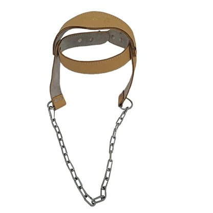 Force of Habit Head Harness, Brown, Leather with 24 Inch Steel Chain - color: Tan