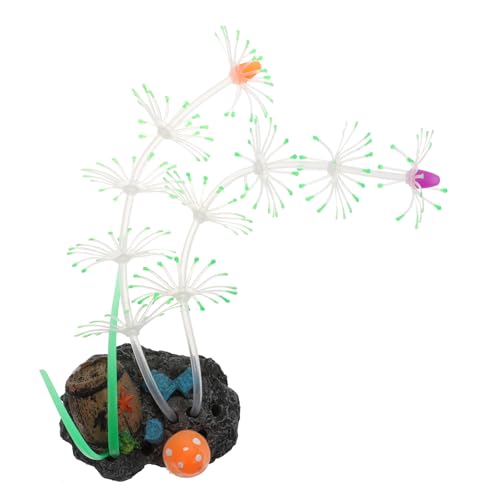 minkissy Artificial Silicone Water Grass Luminous Aquarium Plant Green Simulation Fish Tank Decor for Freshwater Aquatic Pets