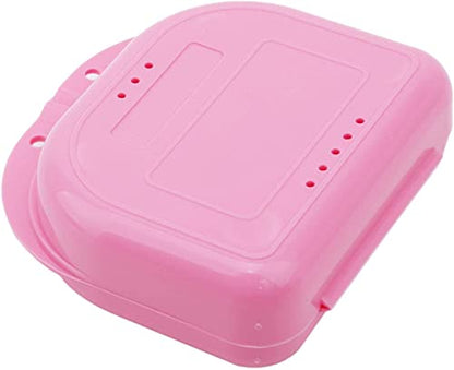 Mouth Guard Case Orthodontic Retainer Box Denture Storage Container, Pink Durable and Professional