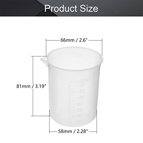Othmro 2-Pack Measuring Cup 150ml Plastic Graduated Beaker Transparent for Lab Kitchen Liquids 2pcs - color: 150ml 2Pcs