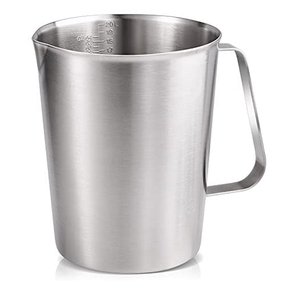 64Oz/8Cup Stainless Steel Pitcher (SUS304), 2 Liter Metal Container for Water, Milk, Liquid with Handle with Engraved Markings, Silver - size: 2000ML