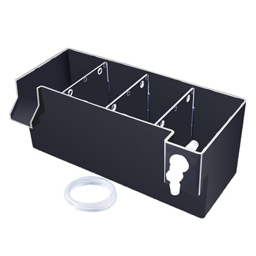 Aquarium Fish Tank Filter Drip Flow Box Clear Waterfall Increase Water Flow Hang on Filter Box Accessory for Small Fish Tanks, Black 24x10.5x10cm