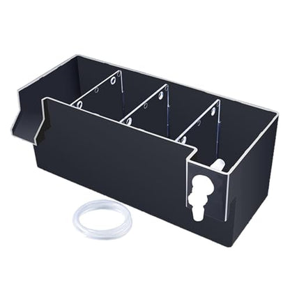 Aquarium Fish Tank Filter Drip Flow Box Clear Waterfall Increase Water Flow Hang on Filter Box Accessory for Small Fish Tanks, Black 24x10.5x10cm