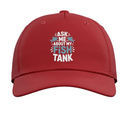 Ask Me About My Fish Tank Sunset Fishing Adjustable Baseball Hat - color: Red