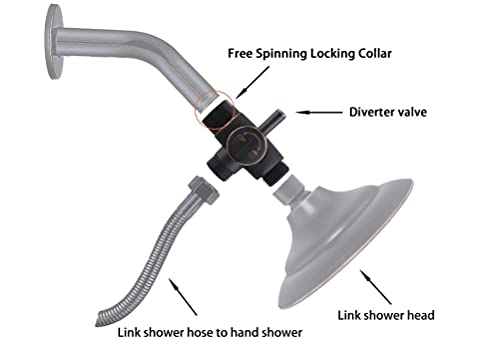 100% Solid Metal Shower Arm Diverter Splitter for Hand Held Showerhead and Fixed Spray Head ∣ G 1/2 3-Way Bathroom Universal Shower System Replacement Part (Oil Rubbed Bronze)