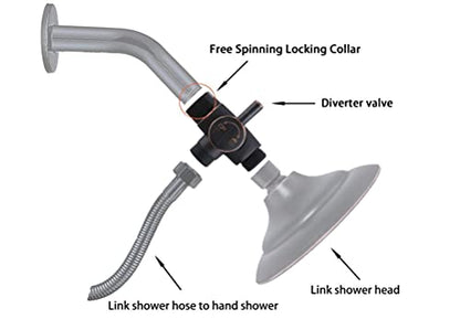100% Solid Metal Shower Arm Diverter Splitter for Hand Held Showerhead and Fixed Spray Head ∣ G 1/2 3-Way Bathroom Universal Shower System Replacement Part (Oil Rubbed Bronze)