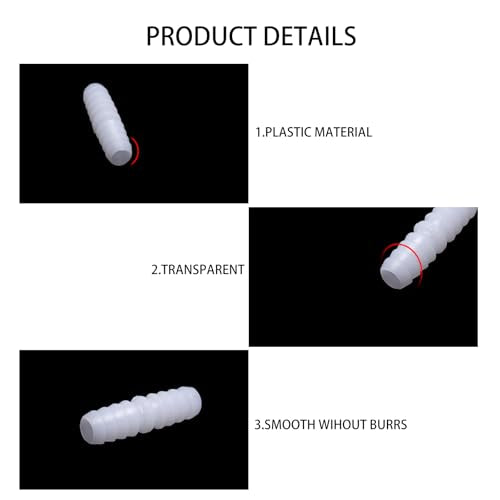 6PCS 1/2" x 1/2" Plastic Hose Connector,Barbed Splicer Mender Adapter Union for Aquarium and Air Hose Repair - size: 6Pcs,1/2" x 1/2"
