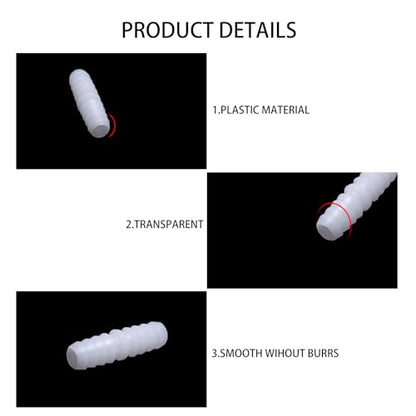 6PCS 1/2" x 1/2" Plastic Hose Connector,Barbed Splicer Mender Adapter Union for Aquarium and Air Hose Repair - size: 6Pcs,1/2" x 1/2"