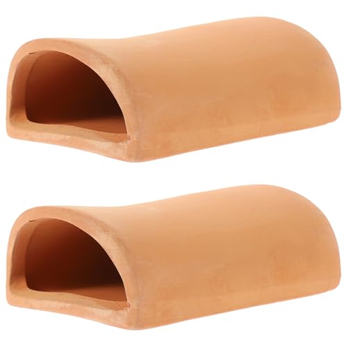 Amosfun Aquarium Tank Decoration Pottery Fish Hiding Shelter Breeding Cave for Shrimp Goldfish 2 x 4.7 x 1.6 Inch, 2 Pack
