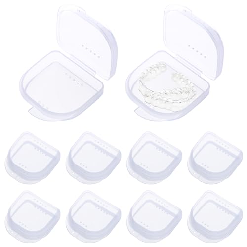 10 Pack Retainer Case,Dental Retainer Box with Vent Holes - color: Transparent