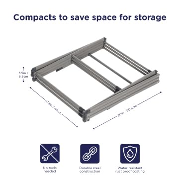 BLACK+DECKER 3 Tier Expandable Collapsing Foldable Laundry Rack for Air Drying Clothing, Space Saving Heavy Duty Lightweight Metal Drying Rack(Silver) - color: Silver