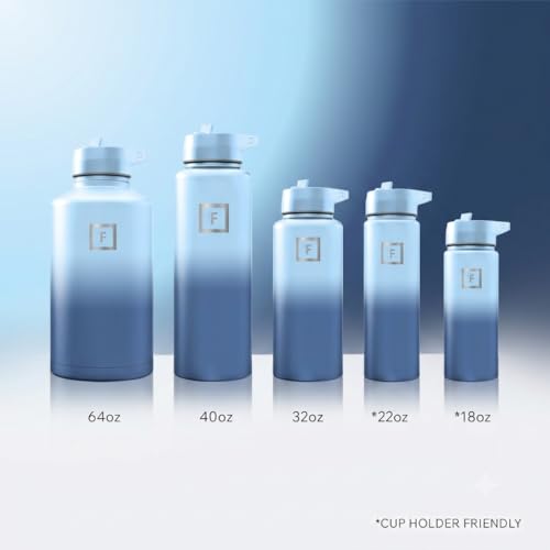 IRON °FLASK 40 oz Wide Mouth Water Bottle with Straw - color: Blue Waves, style: Straw - 40 Oz (1 Lid)